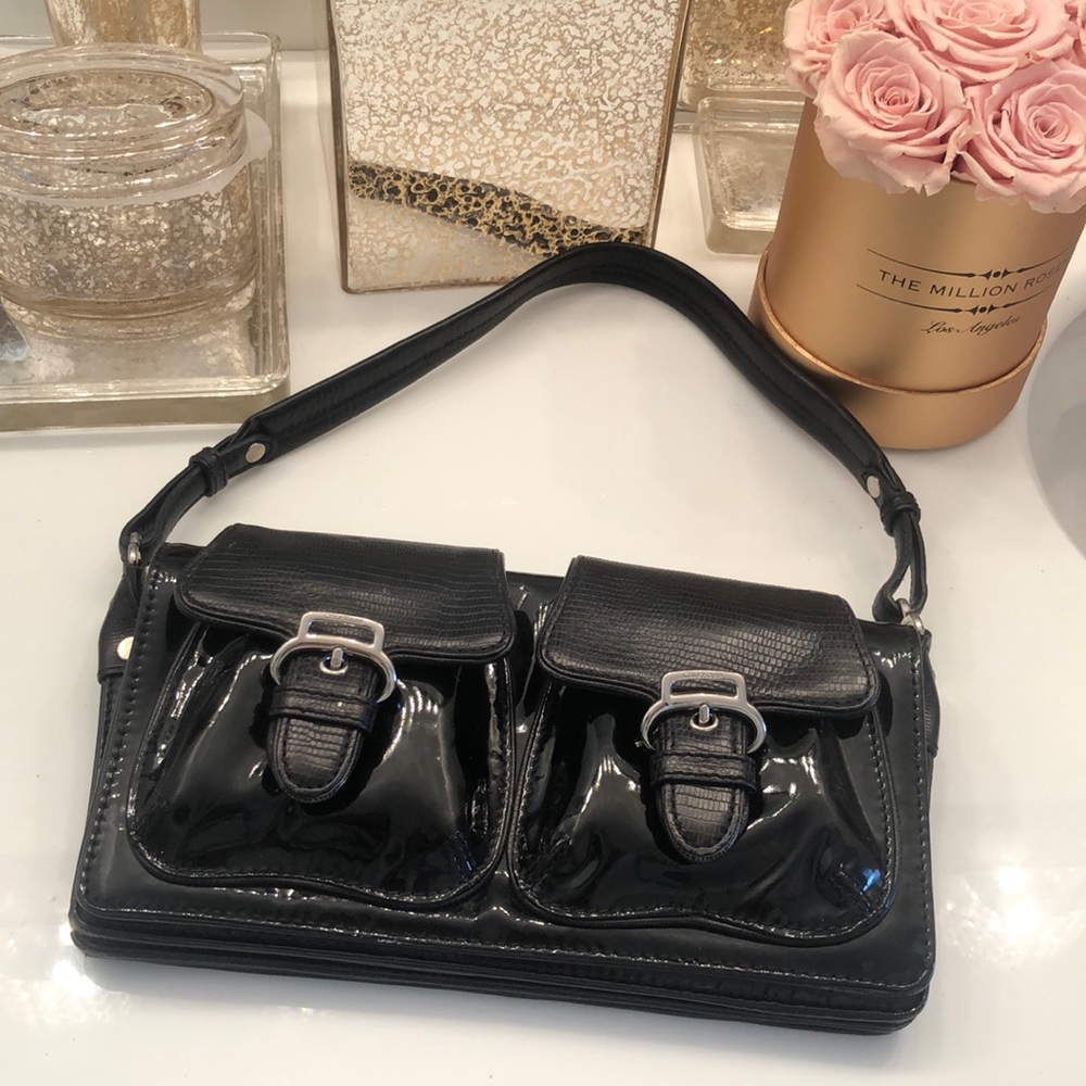 Cole Haan Patent Black Leather Shoulder Bag